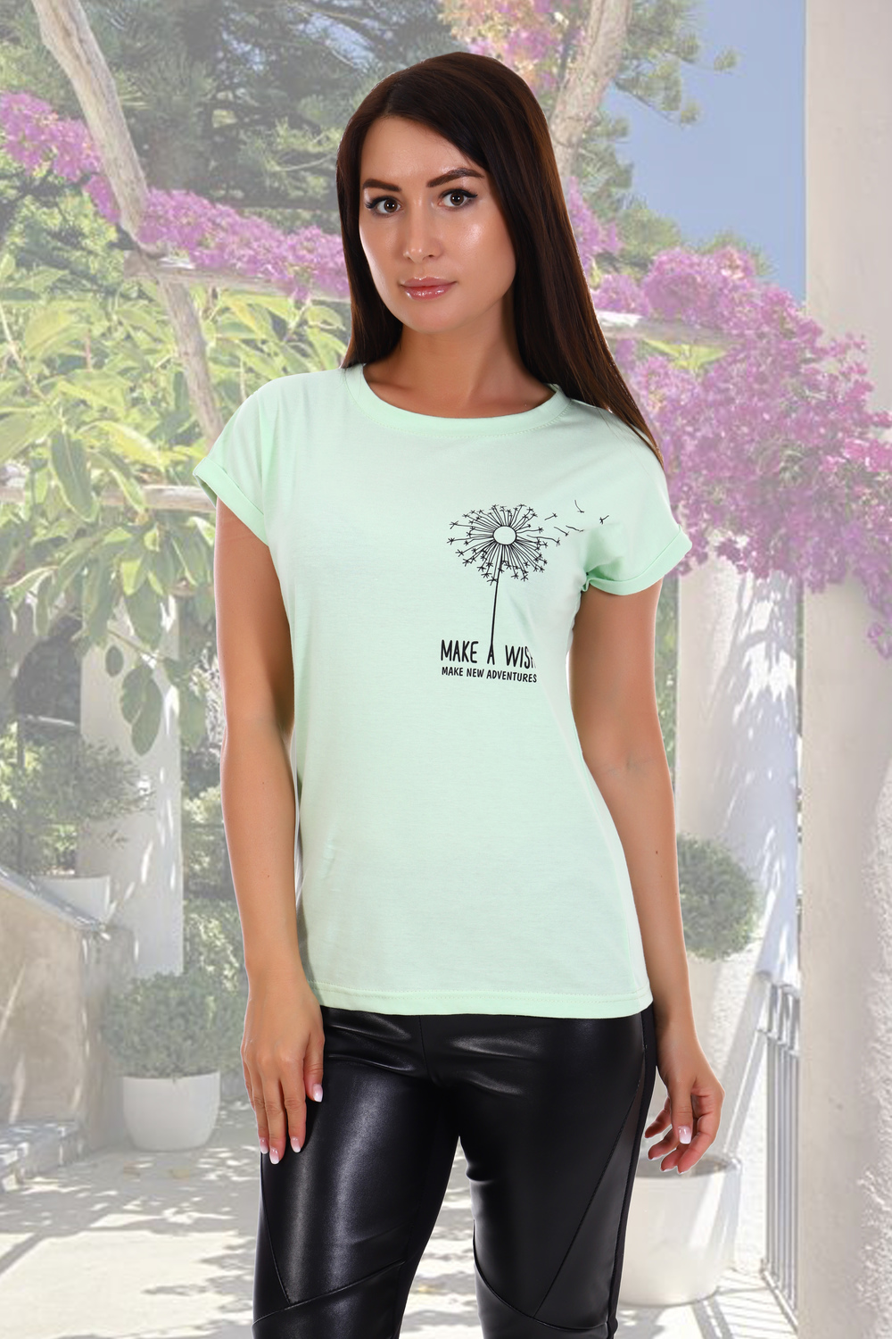 Фото товара 15895, салатовая футболка из хлопка